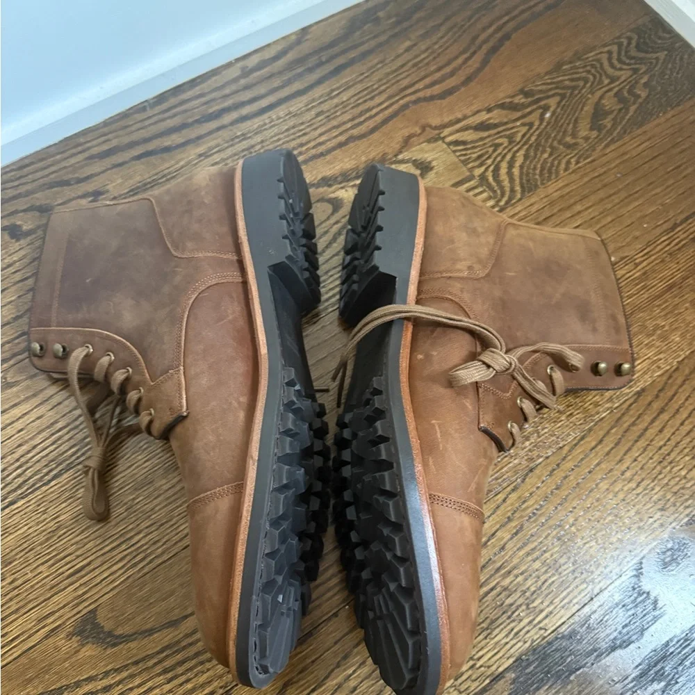 Warfield & Grand men’s cognac brown leather cap toe  Gresham boots Sz 11.5